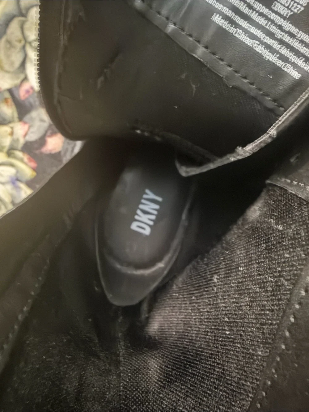 DKNY Black Leather Buckle Combat Boots
